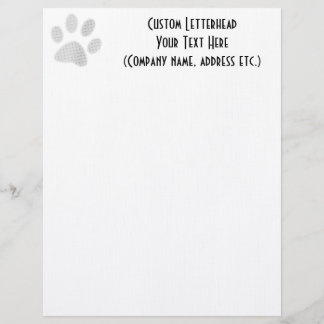 White/Light Grey Halftone Paw Print Letterhead Design