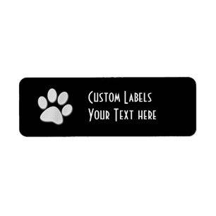 White/Light Grey Halftone Paw Print Return Address Label
