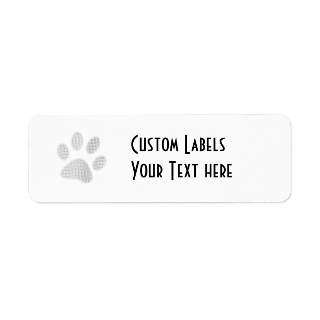 White/Light Grey Halftone Paw Print Return Address Label (Front)