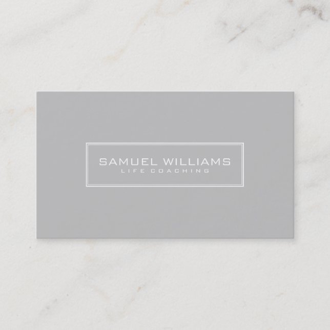 White & Light Grey Modern Geometric Design Business Card (Front)
