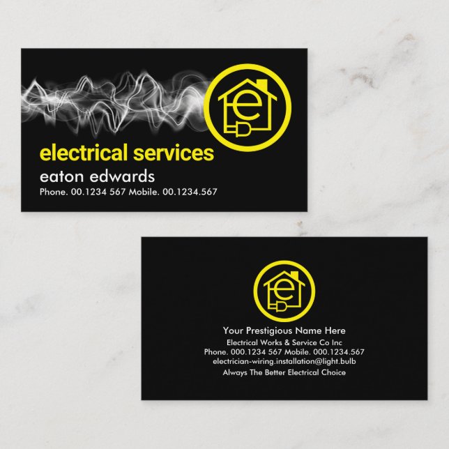 White Lightning Charging Electrical Circuit Home Business Card (Front/Back)