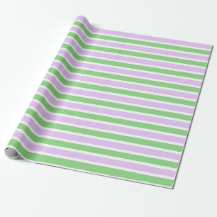 White, Lilac and Green Stripes Wrapping Paper