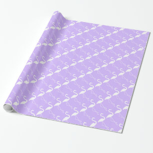 White & Lilac Flamingo Wrapping Paper