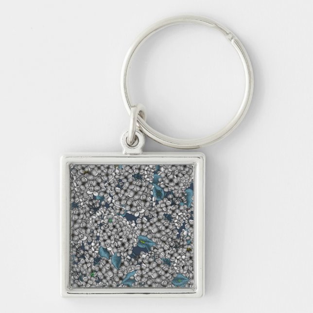 White Lilac garden Key Ring (Front)