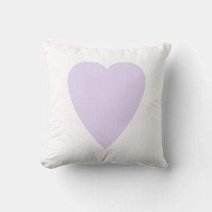 White & Lilac Purple Heart Shape Design Cushion