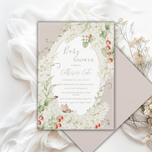 White Lilacs Floral Vintage Baby Shower Invitation