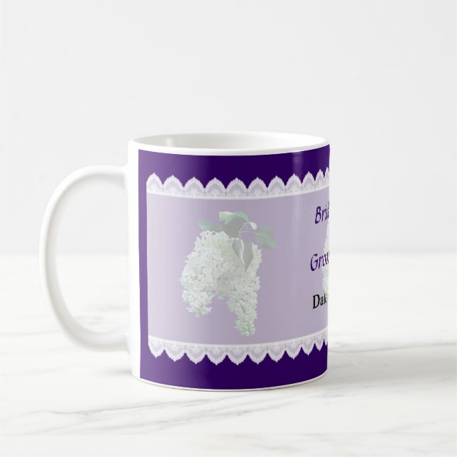 White Lilacs Wedding Favours Coffee Mug (Left)