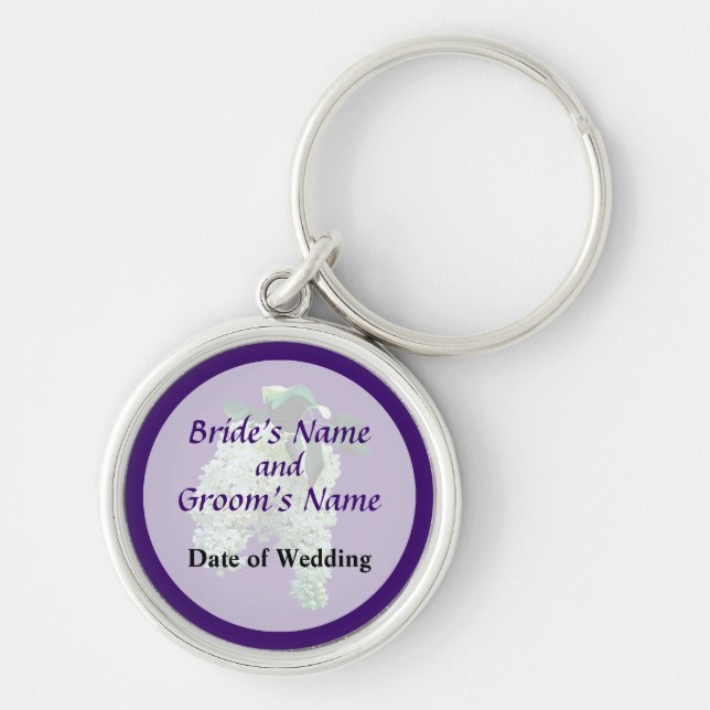 White Lilacs Wedding Favours Key Ring (Front)