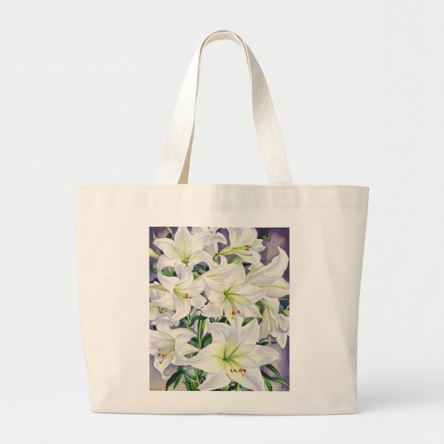 White Lilies 2008 Large Tote Bag (Front)