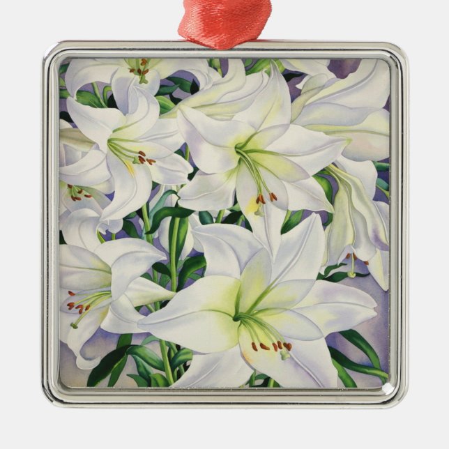 White Lilies 2008 Metal Tree Decoration (Front)