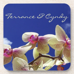 White Lilies and Sky Personal Wedding Coaster