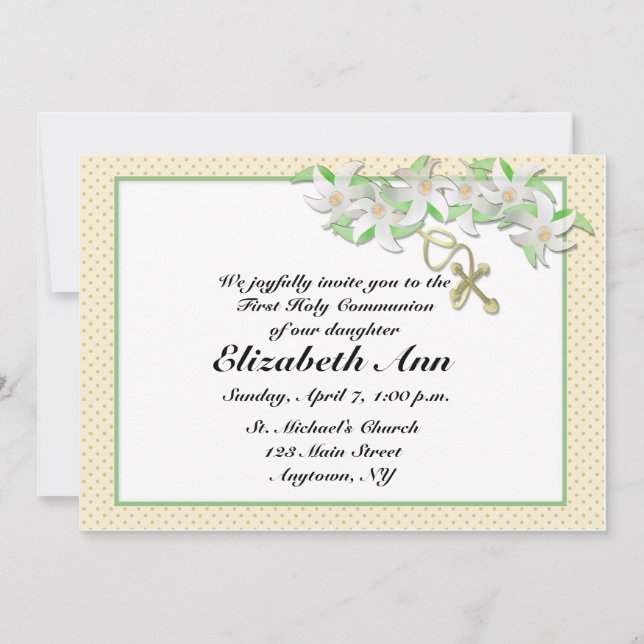 White Lilies Christian Invitation (Front)