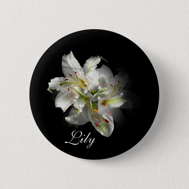 White Lilies Fantasy 6 Cm Round Badge (Front)