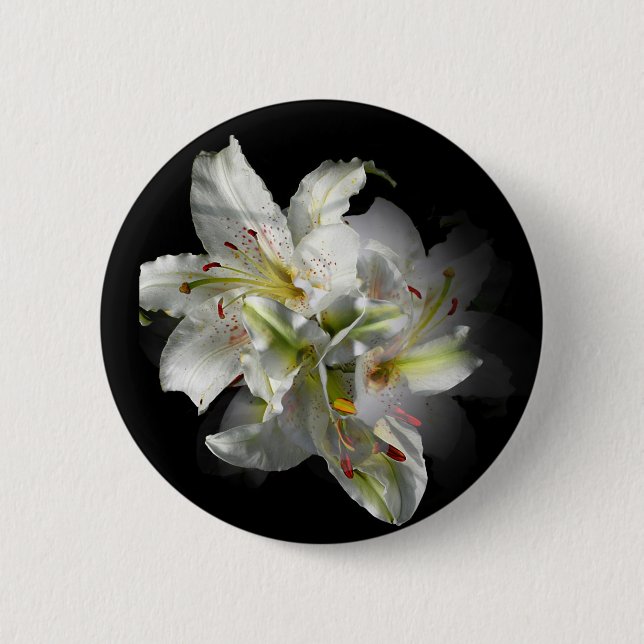 White Lilies Fantasy 6 Cm Round Badge (Front)