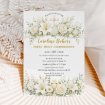 White Lilies Floral First Holy Communion Chalice