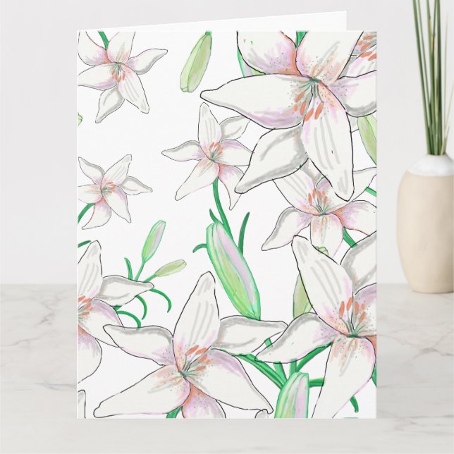 White Lilies Illustration  Card (Front)