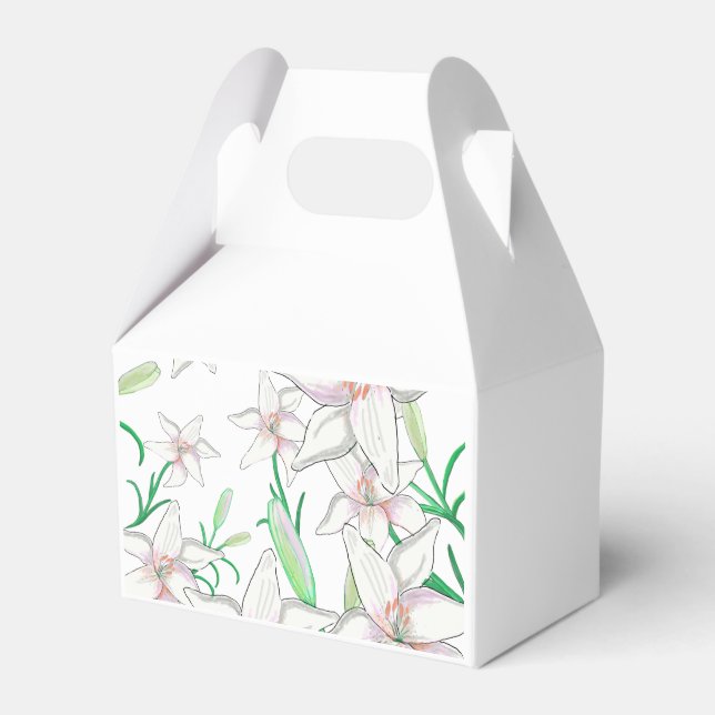 White Lilies  Illustration Favour Box (Front Side)