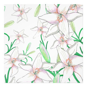 White Lilies Illustration  Photo Print