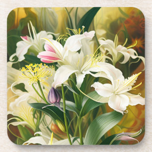 White Lilies in Bloom Coaster