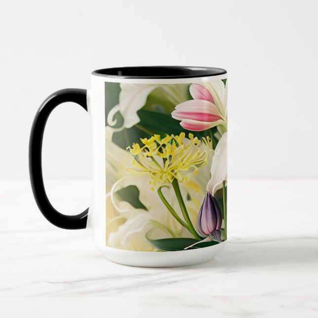White Lilies in Bloom Mug (Left)