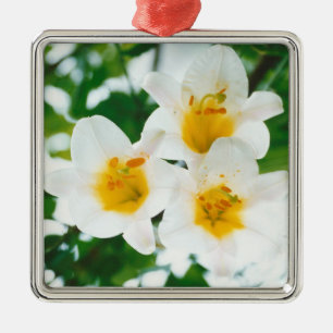White lilies - Lilium candidum Metal Ornament
