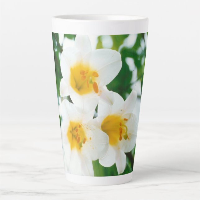 White Lilies - Lily Flower Lilium candidum  Latte Mug (Front)