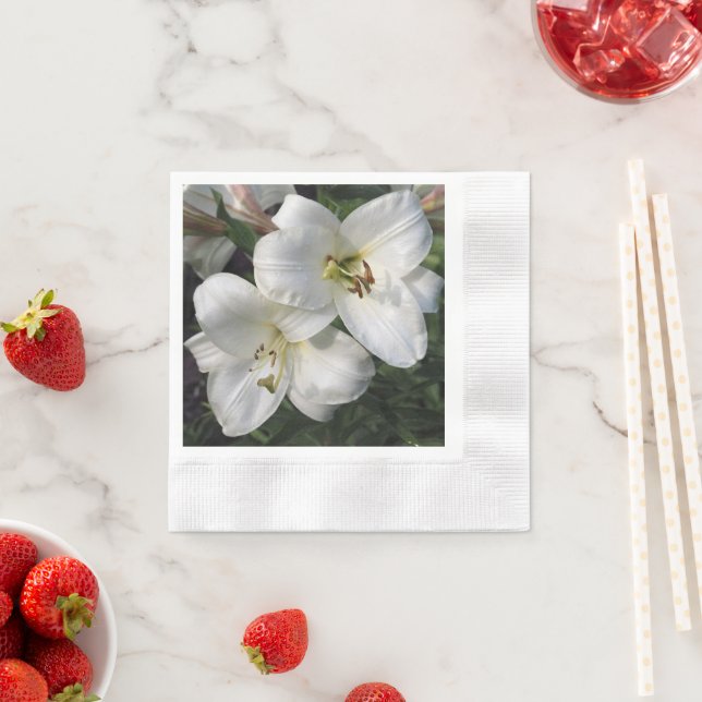 White Lilies Napkin (Insitu)