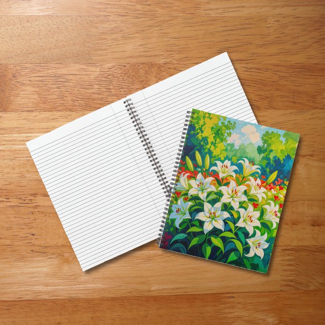White Lilies Notebook (Notebook with white lilies)
