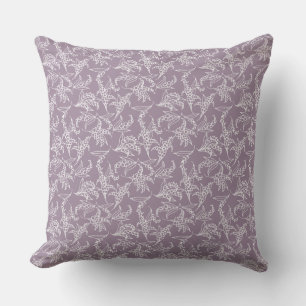 White Lilies of the Valley Pattern on Mauve Cushion