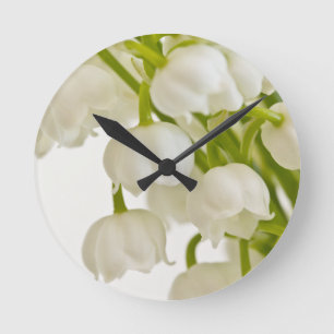 White Lilies Round Clock