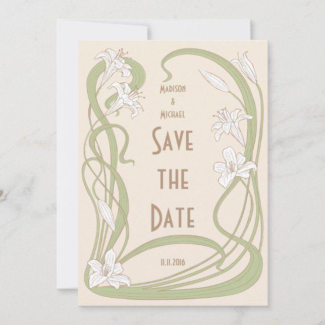 White Lilies Save The Date (Front)