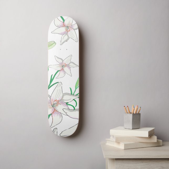 White Lilies  Skateboard (Wall Art)