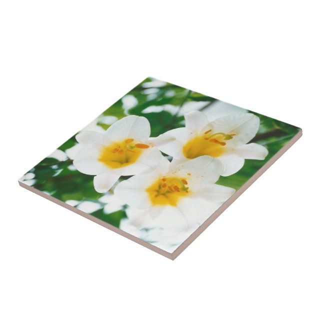 White lilies -  Symbol of love   Ceramic Tile (Side)