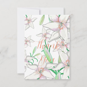 White Lilies Thank You Card