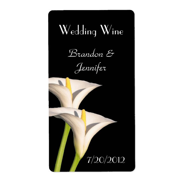 White Lilies Wedding Mini Wine Labels (Front)