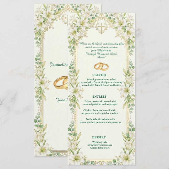 White Lilies Wedding Reception Menu (Front/Back)