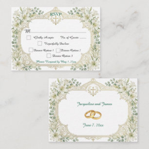 White Lilies Wedding RSVP Enclosure Card