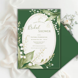 White Lillies of the Valley Whimsical Bridal Invitation