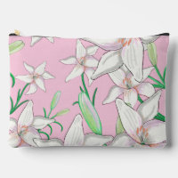 White Lillies on Pink Background Illustration