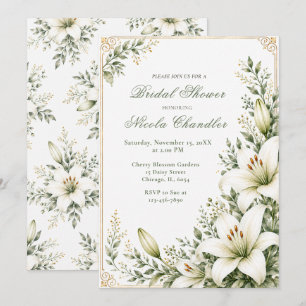 White Lily Bridal Shower Invitation