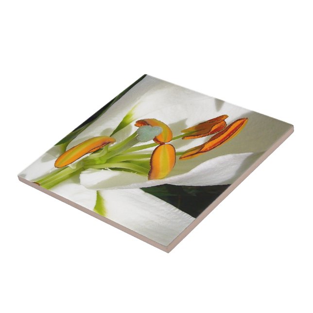 White Lily Ceramic Tile (Side)