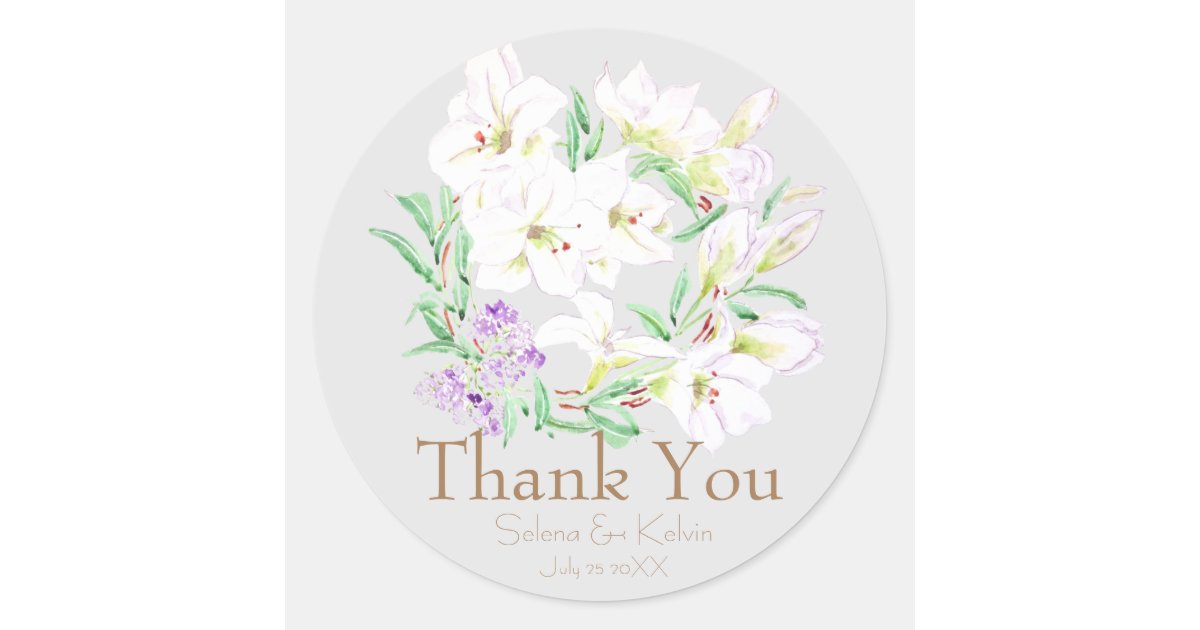 white lily classic round sticker | Zazzle