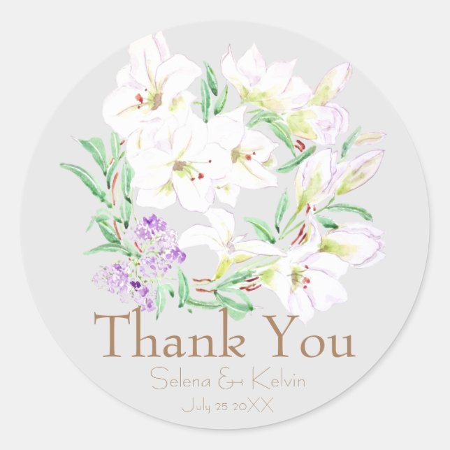 white lily classic round sticker  (Front)
