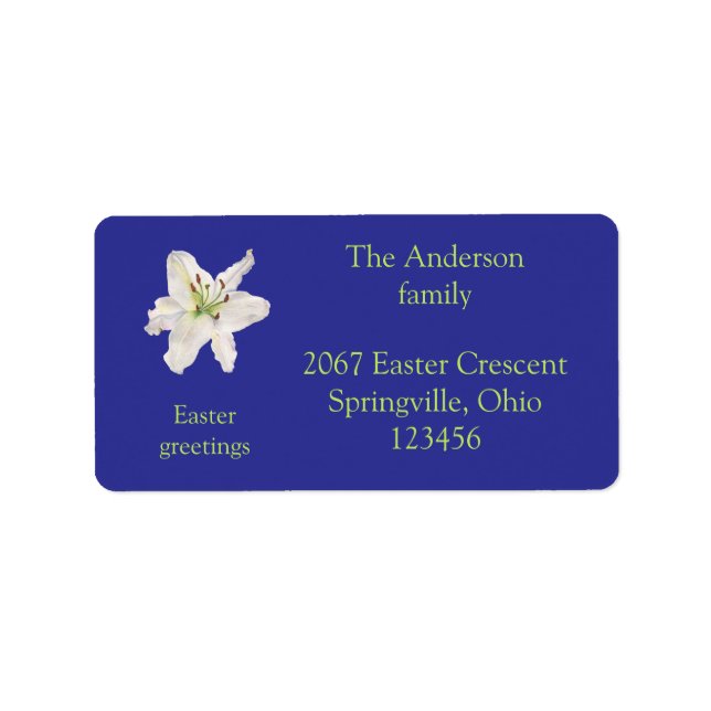 White lily Easter greeting Return Address Label (Front)
