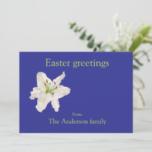 White lily Easter greetings Flat Holiday Card