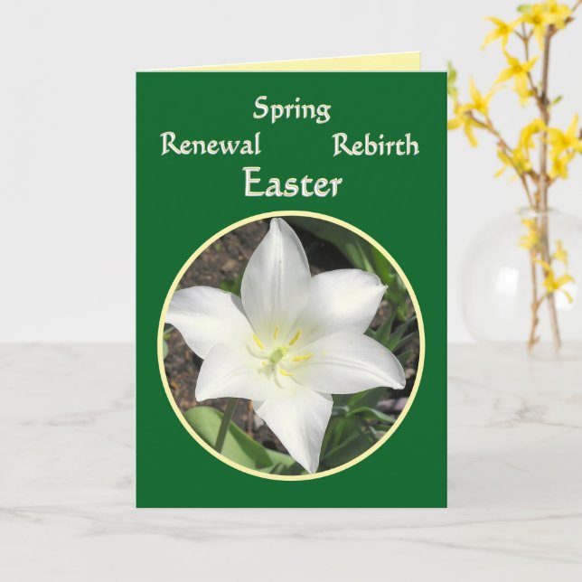 WHITE LILY/EASTER RENEWAL/HAPPY SPRING CARD (Yellow Flower)