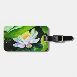 White Lily Floral Luggage Tag