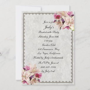 White Lily Floral Marble Bachelorette Party Invitation