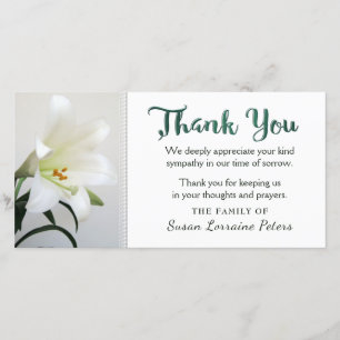 White Lily Floral Simplicity Thank You Family Card