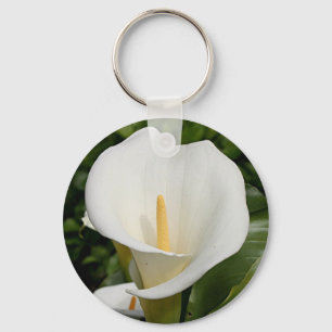 White Lily flower in bloom Key Ring
